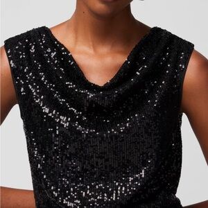 White House Black Market Sleeveless Sequin Draped Sheath Dress